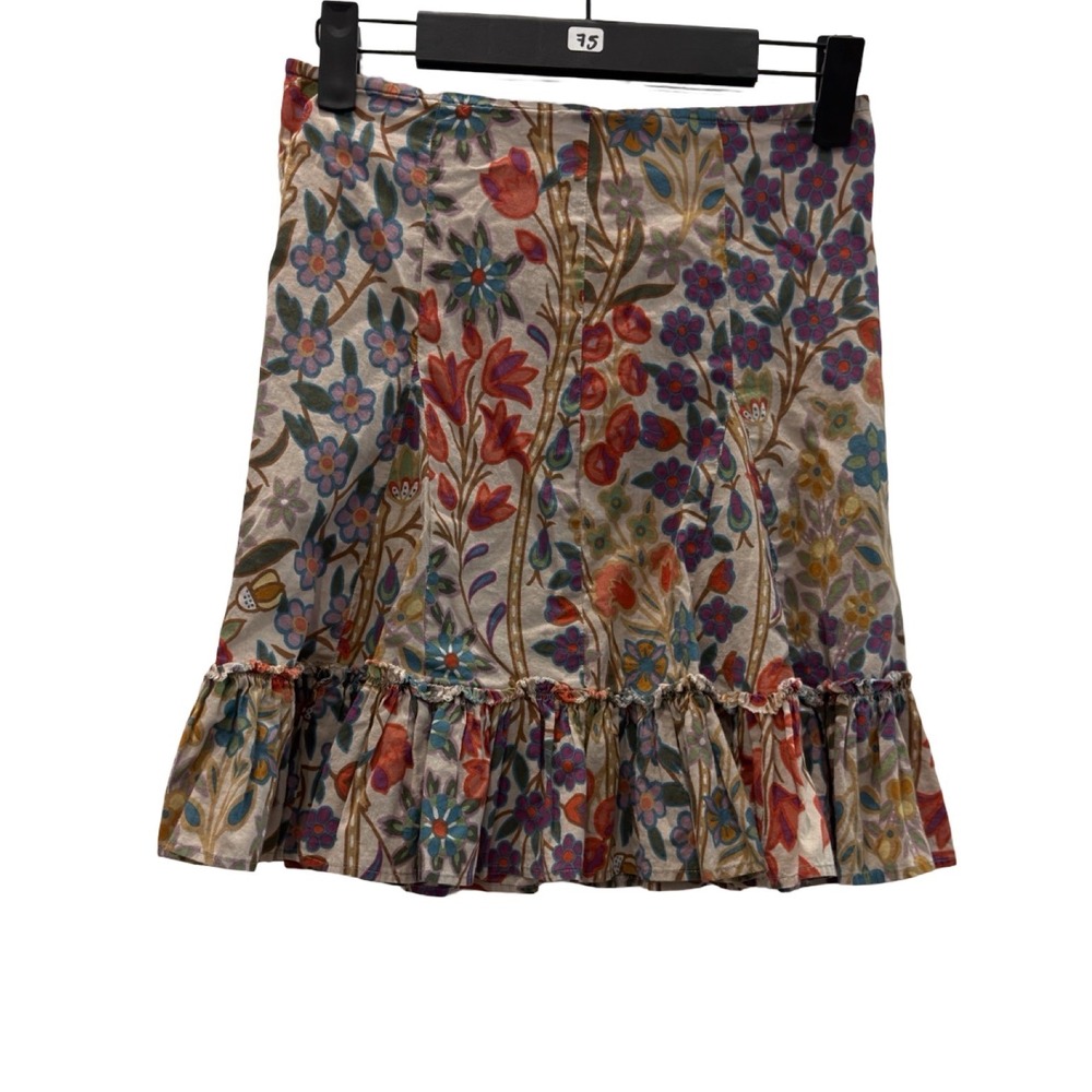 Jigsaw Junior Girls Floral Ruffle Hem Cotton A-Line Skirt Multi Color Size 8-9